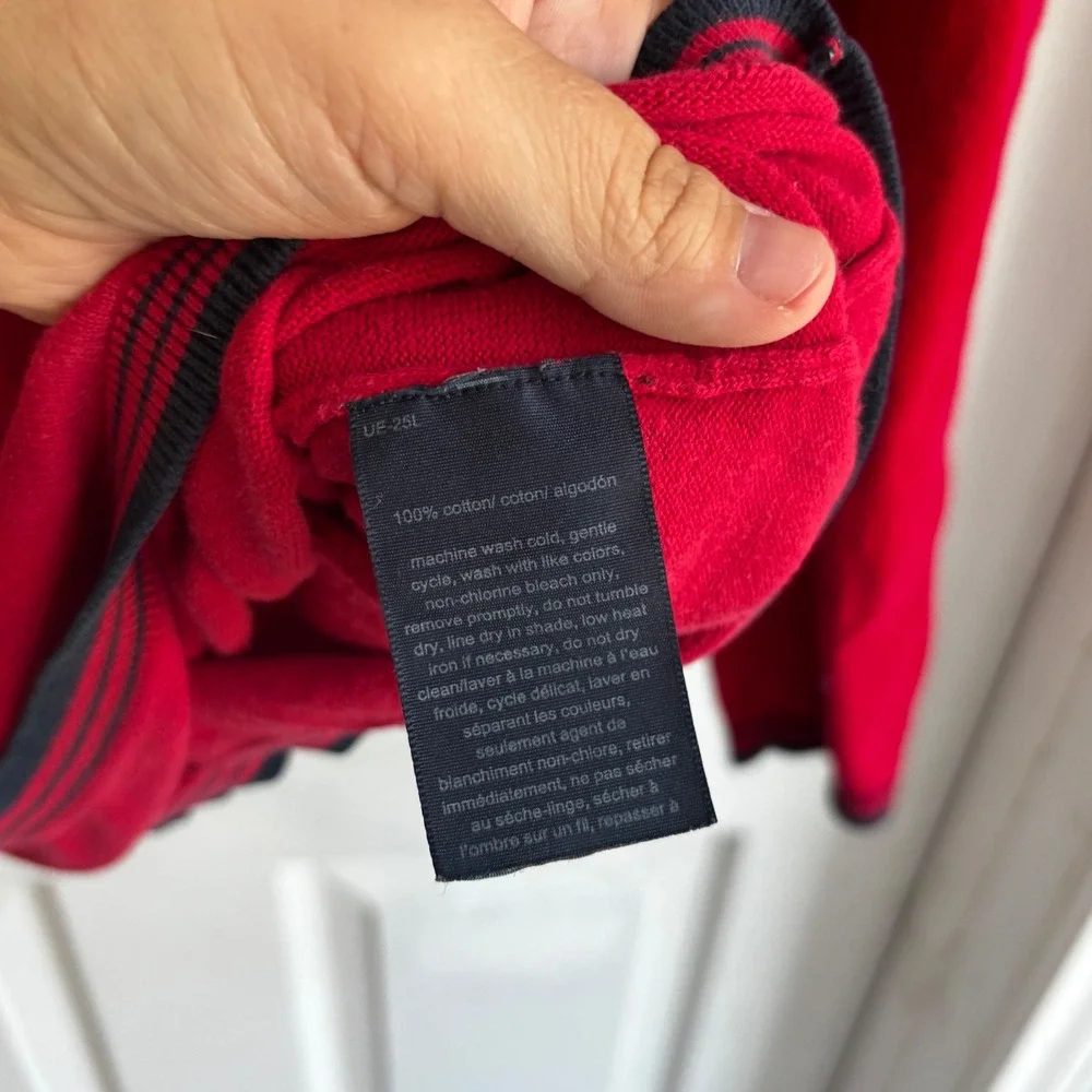 Tommy‎ Hilfiger Red V Neck Heart Logo Long Sleeve Sweater Women's L G - Picture 4 of 6